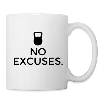Fitness T Shirt: No Excuses / Gym with Kettlebell - Mug - white - Right