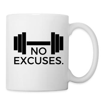 No Excuses - Design with Dumbbell - Mug - white - Right