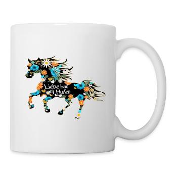 Haflinger Pferd mit Blumen und Herzen - Tasse - Weiß - Rechts