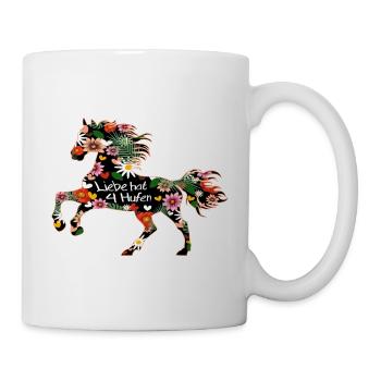 Pferd mit Blumen - Tasse - Weiß - Rechts