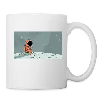 Eine skurrile digitale Illustration eines cartoon - Tasse - Weiß - Rechts