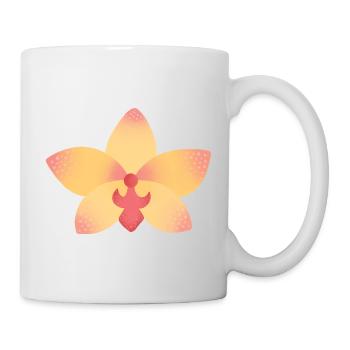 orange pink orchid flower - Mug - white - Right