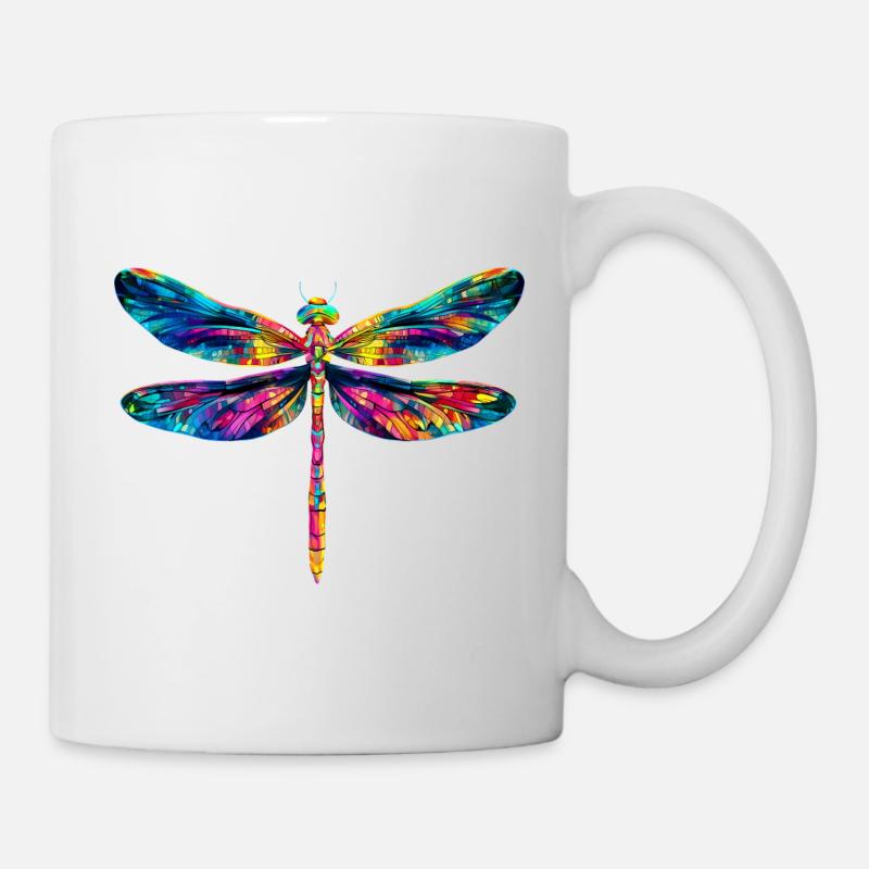 Bunte Libelle Insekt - Tasse - Weiß