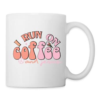 i run on coffee and jesus - Tasse - Weiß - Rechts