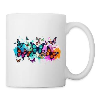 schmetterling,bunt,blumen,graffiti - Tasse - Weiß - Rechts
