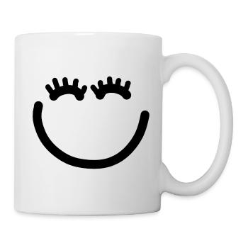 Visage heureux avec des cils - Mug blanc - blanc - Droite