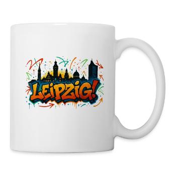 Graffiti Leipzig Skyline - Tasse - Weiß - Rechts