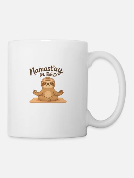 20250605 0744 Yoga Faultier Entspannung simple - Tasse - Weiß
