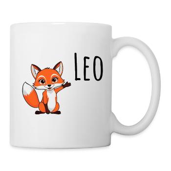 Fuchs Leo - Mein Name ist Leo - Süßes Waldtier - Tasse - Weiß - Rechts
