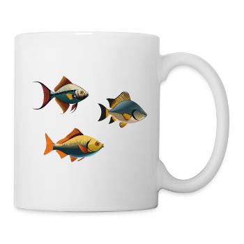 Colorful tropical fish on clothing - Mug - white - Right