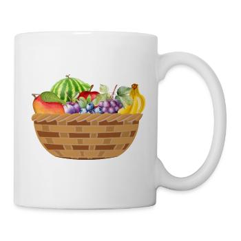 Fruit basket with colorful fruit motif - Mug - white - Right