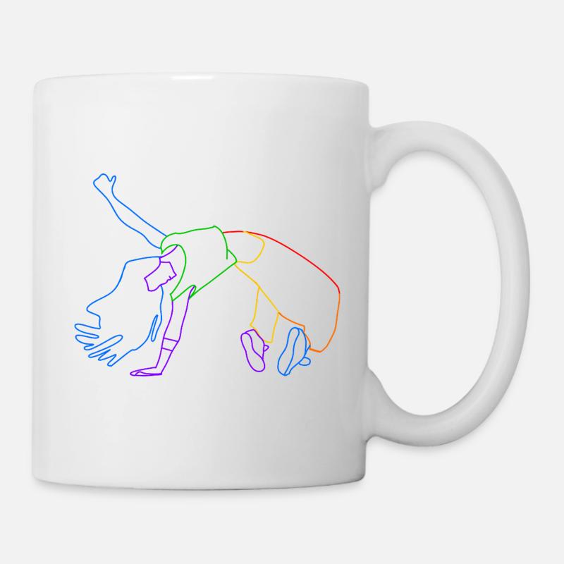 Acrobate de lignes colorées en mouvement - Mug blanc - blanc