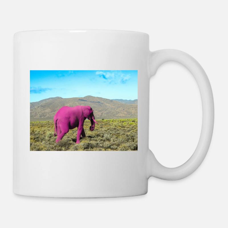 Éléphant rose dans la savane déserte - Mug blanc - blanc