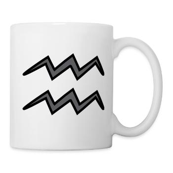 Aquarius Zodiac Sign Symbol Black & Gray - Mug - white - Right