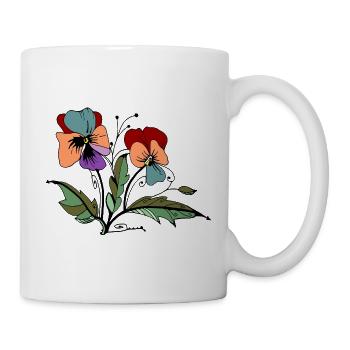 Bienenblumen auf schwarzem Hintergrund - Tasse - Weiß - Rechts