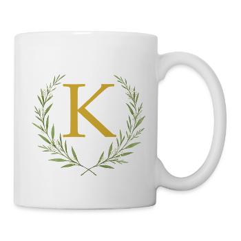 K Monogram, Eucalyptus Wreath, Personalizable - Mug - white - Right