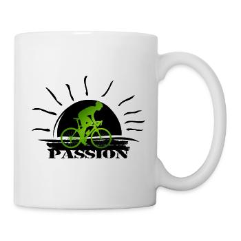 Cycliste en silhouette vert fluo - Mug blanc - blanc - Droite