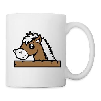 Pferd hinter Zaun versteckt Holz Mauer Stalltür - Tasse - Weiß - Rechts