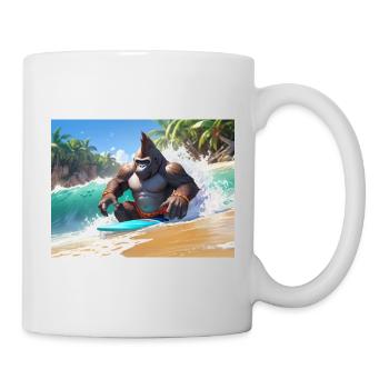 Gorille surfur tropical - Mug blanc - blanc - Droite