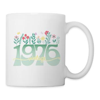 1976 Fleurs 50 Ans Anniversaire Femme - Mug blanc - blanc - Droite