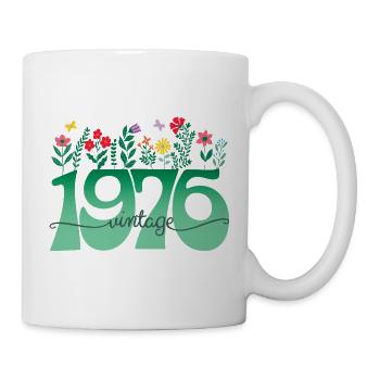 1976 Fleurs 50 Ans Anniversaire Femme - Mug blanc - blanc - Droite