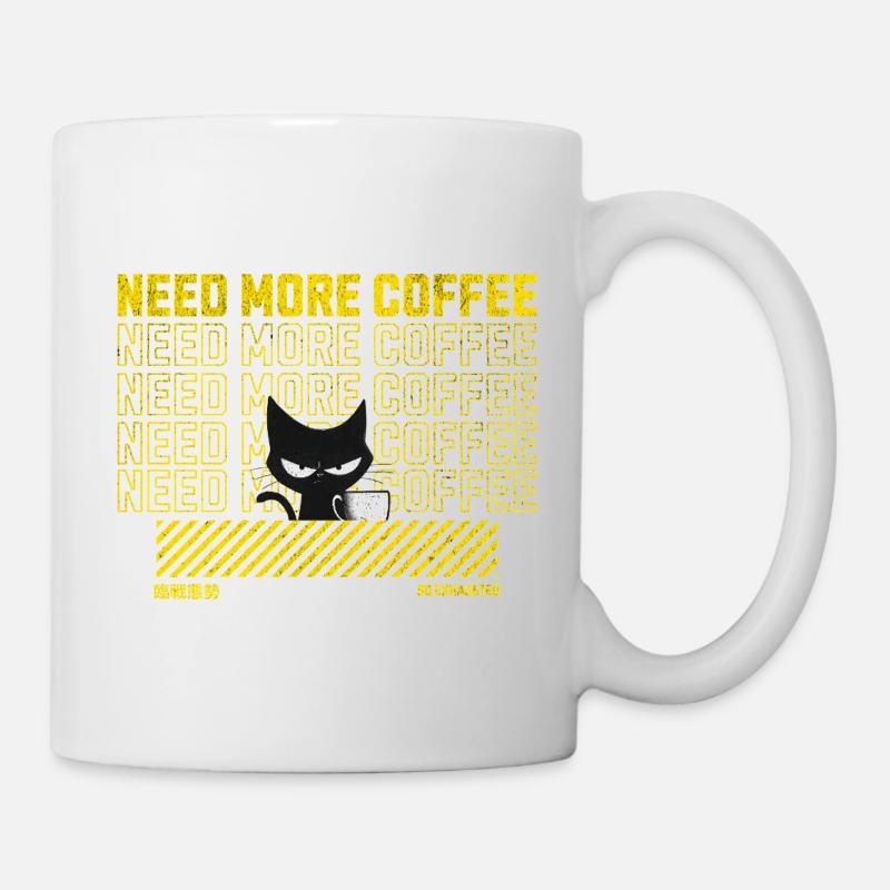 Schwarze Katze mit Kaffeetasse Illustration - Tasse - Weiß