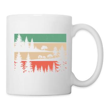 Retro forest nature silhouette trees motif hiking - Mug - white - Right