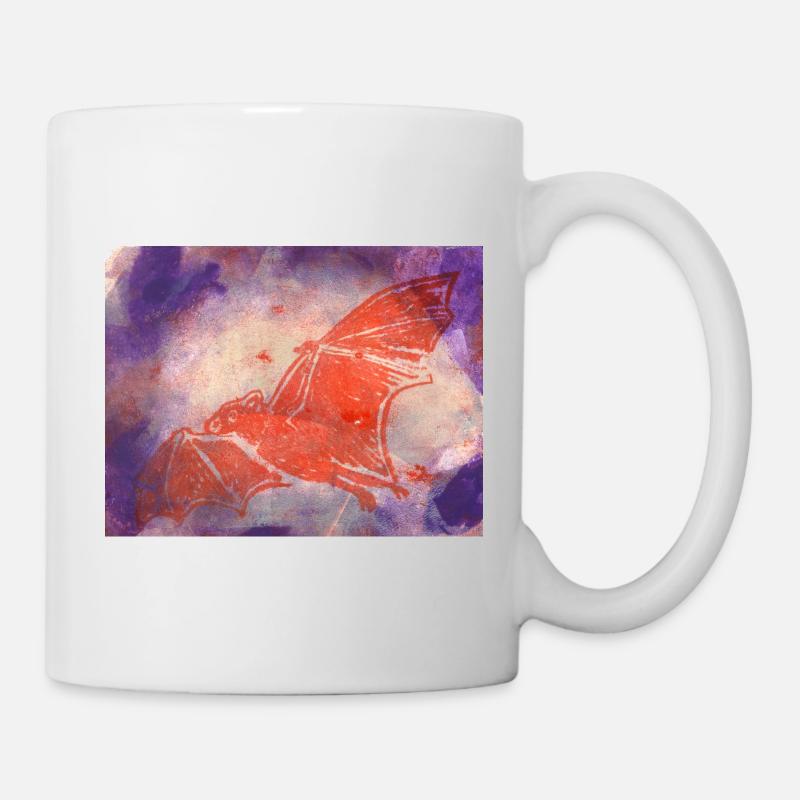 Chauve-souris rouge mystique dans le style aquarelle - Mug blanc - blanc