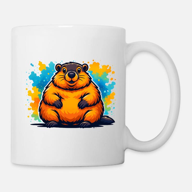 Marmotte potelée colorée de dessin animé - Mug blanc - blanc