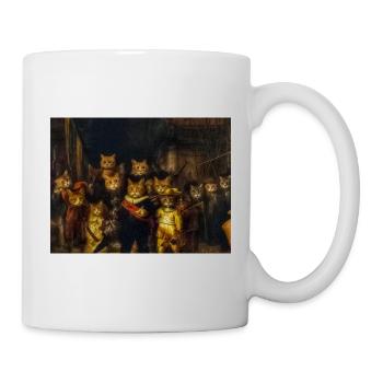 Katzenfiguren in barocker Kulisse - Tasse - Weiß - Rechts