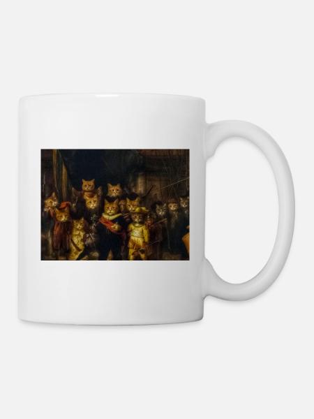 Des personnages félins dans un décor baroque - Mug blanc - blanc
