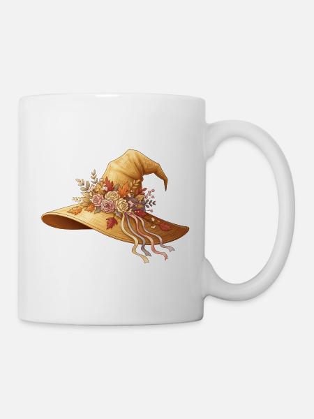 Herbstlicher Blumen-Hut - Tasse - Weiß