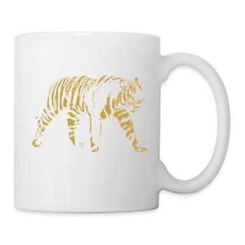 Wilder Tiger, Altmodisch, Abbildung - Tasse - Weiß - Rechts