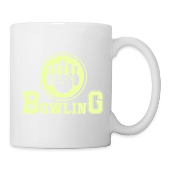 Retro Bowling Design in Neon Grün - Tasse - Weiß - Rechts