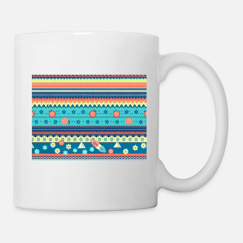 Farbenfroher Boho Wintermuster - Tasse - Weiß