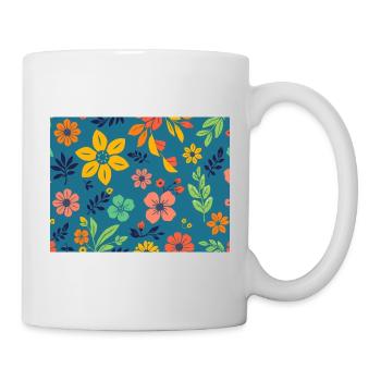 Retro style floral pattern on dark blue - Mug - white - Right