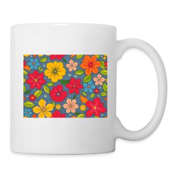 Blumenmuster im Boho-Design - Tasse - Weiß - Rechts