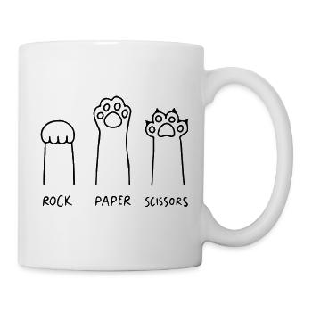 cat rock paper scissors funny - Mug - white - Right