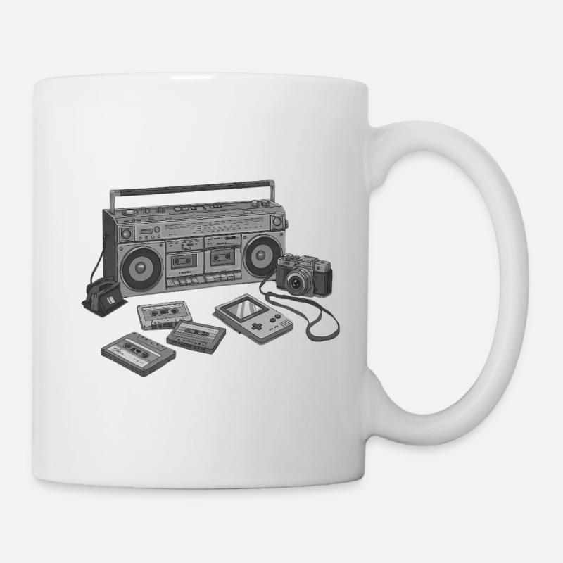 Retro cassette and camera design - Mug - white