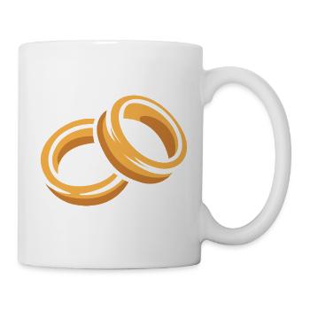 Zwei Ringe Cartoon Illustration - Tasse - Weiß - Rechts