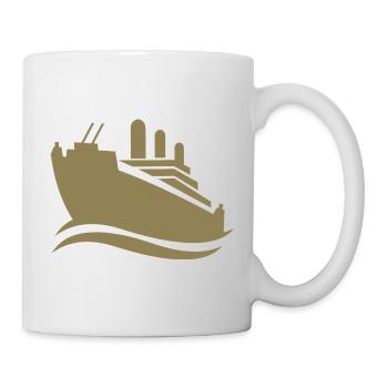 Silhouette de bateau de croisière mer minimaliste - Mug blanc - blanc - Droite