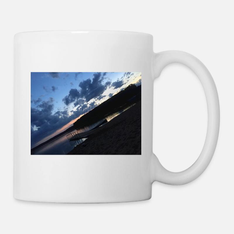 Sunset at the Lake with a Brick Boat - Mug - white