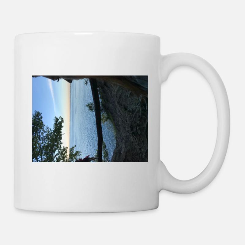 Vue sur le lac au coucher du soleil - Mug blanc - blanc