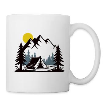 Alpine Lagerfeuer Zelt Illustration - Tasse - Weiß - Rechts