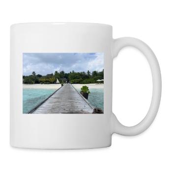 Jetée tropicale sur la mer turquoise Kudafushi Maldives - Mug blanc - blanc - Droite