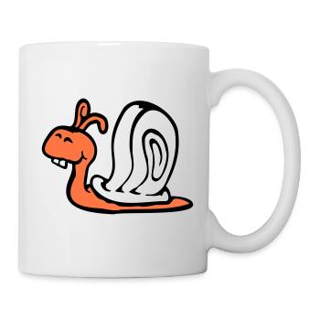 Schnecke Hasenzähne niedlich süß glücklich lustig - Tasse - Weiß - Rechts