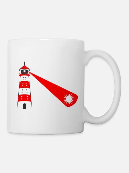 Leuchtturm mit Lichtschein - Tasse - Weiß