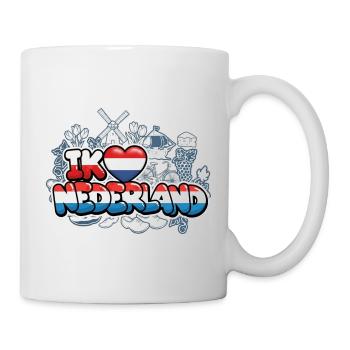 I Love Netherlands with flag - Mug - white - Right