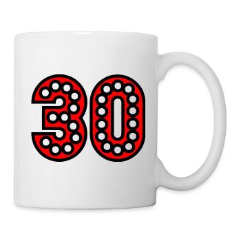 Chiffre 30 en perles rouges - Mug blanc - blanc - Droite