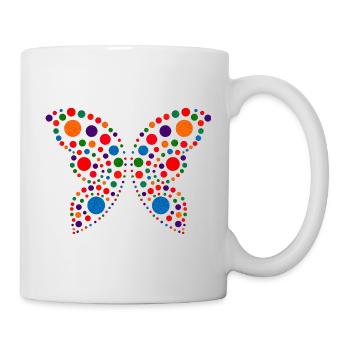 T-shirt papillon tacheté | Graphique de points colorés - Mug blanc - blanc - Droite